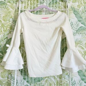 Catherine Malandrino White Ruffled Bell Sleeve Blouse